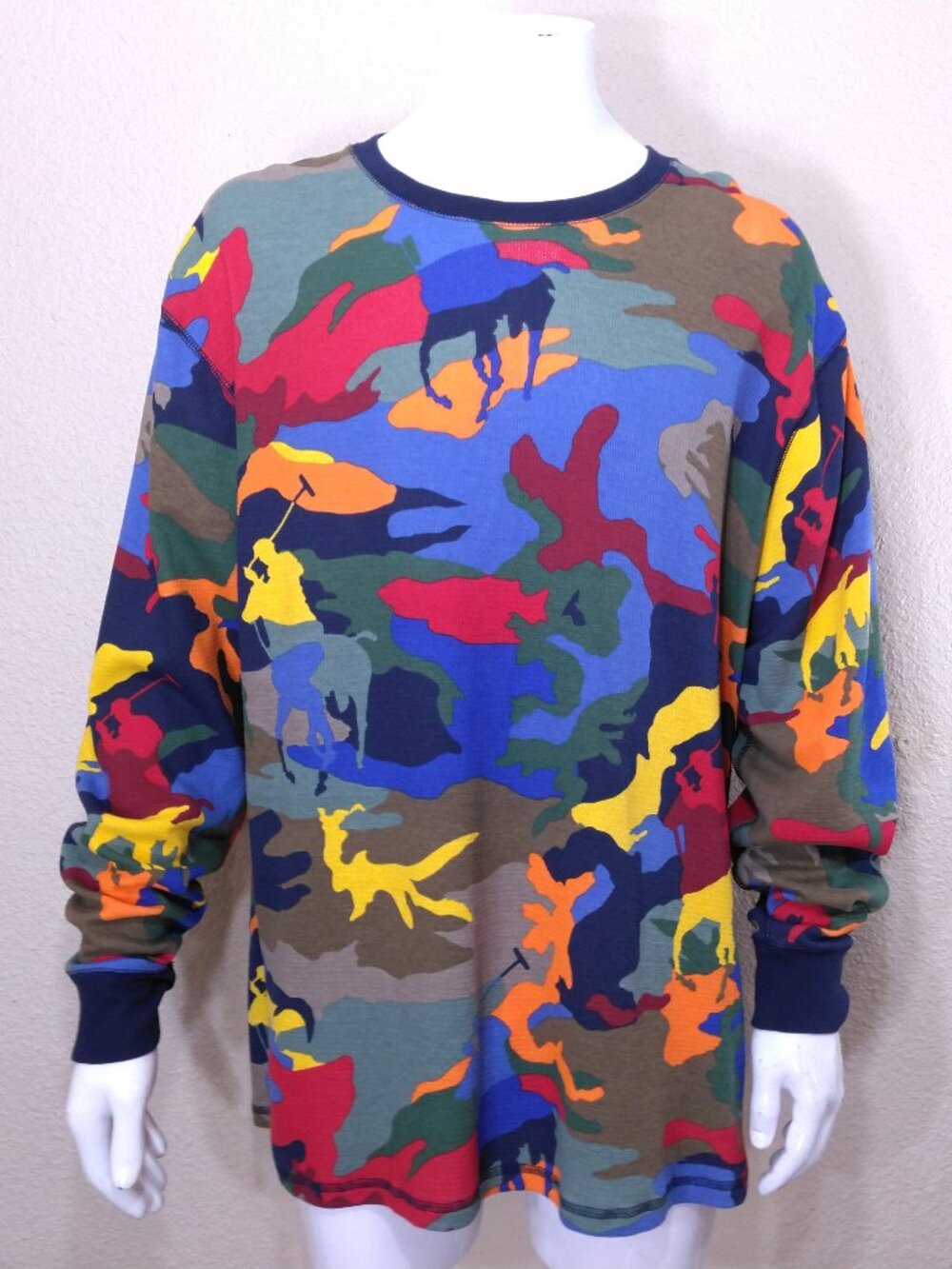 POLO RALPH LAUREN Long Sleeve THERMAL T Shirt 2XL Multicolor BIG PONY XXL RL